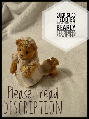 Vintage Cherished Teddies Beautiful & Bearly Blushing Wedding Figurine 1998 USED