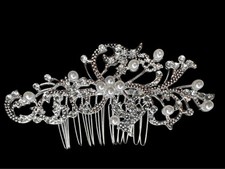 silver rhinestone and pearl bridal hair comb