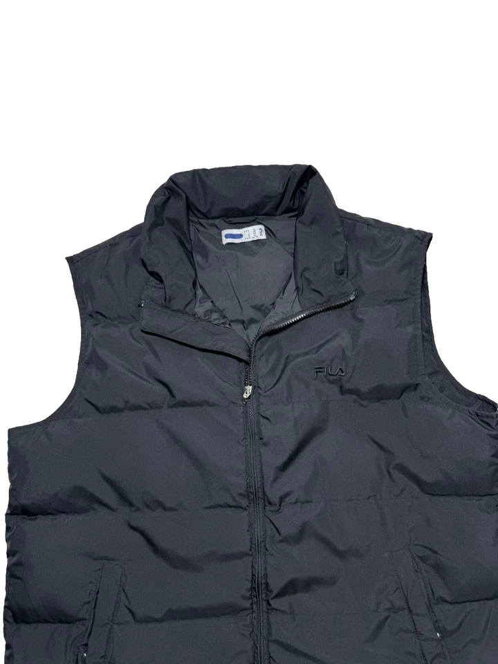 FILA - Chaqueta chaleco acolchado con cremallera completa sin mangas Negro - XL - Imagen 3 de 4