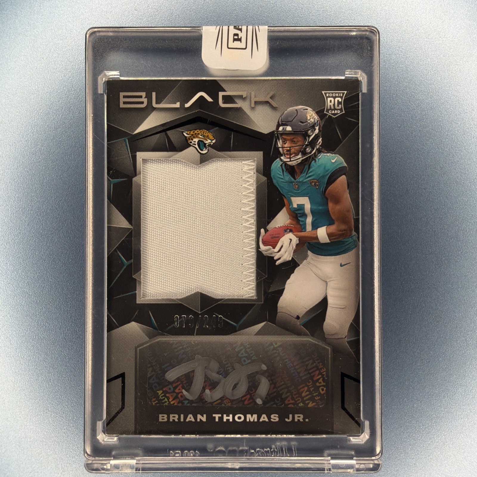 2024 Panini Black - Rookie Patch Autograph Brian Thomas Jr. #207 /249 (AU, MEM,