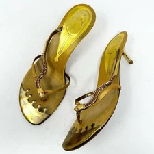 Giuseppe Zanotti Gold Snake Embellished Sandal Heels Size 9
