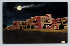Postcard Moolight over Boy's Dormitory, University of New Mexico - Albuquerque