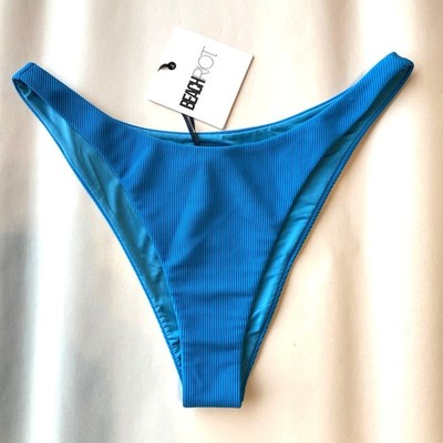 Beach Riot Kaylin Ribbed Bikini Swim Bottom Women's Large L Blue NWT