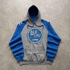 Vintage Yamaha Racing bLU cRU Hoodie Jerzees NuBlend Grey Blue Mens Large 2000s
