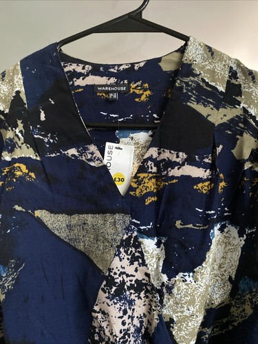 Retro Warehouse New Texture Graphic Wrap Dress Size 10 - Picture 3 of 17