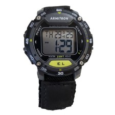 Armitron Pro Sport Digital Watch Chronograph Sports Watch Hook Loop Strap