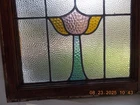 336W Older English Leaded Stained-Glass Window 19 7/8" X 17 5/8" 0 S&H Added