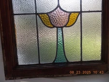 336W Older English Leaded Stained-Glass Window 19 7/8" X 17 5/8" 0 S&H Added