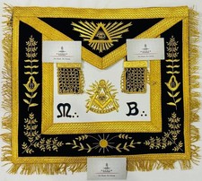 Masonic Past Master Apron Blue Lodge Gold Handmade Embroidery Freemason PM New