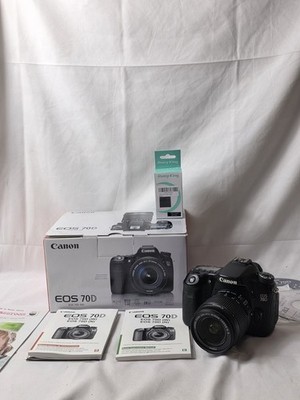 Canon EOS 70D 20.2MP DSLR Camera + EF-S 18-55mm IS Lens Battery Charger Read