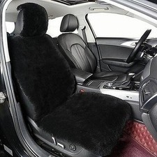 Natural Fur Sheepskin Car Seat Covers Inky Black Universal Fit R033