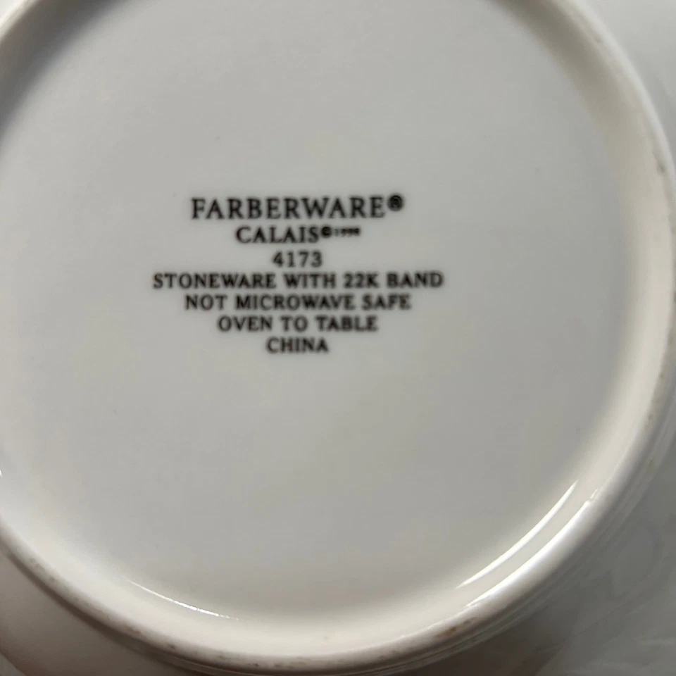 Juego de vajilla Farberware Calais cuenco y plato oro blanco banda 22K seguro para horno Foto 4 de 4