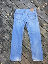 Vintage Levi  s 501 Button Fly Jeans 2001 Mens 36x32 Light Wash Distressed Cut
