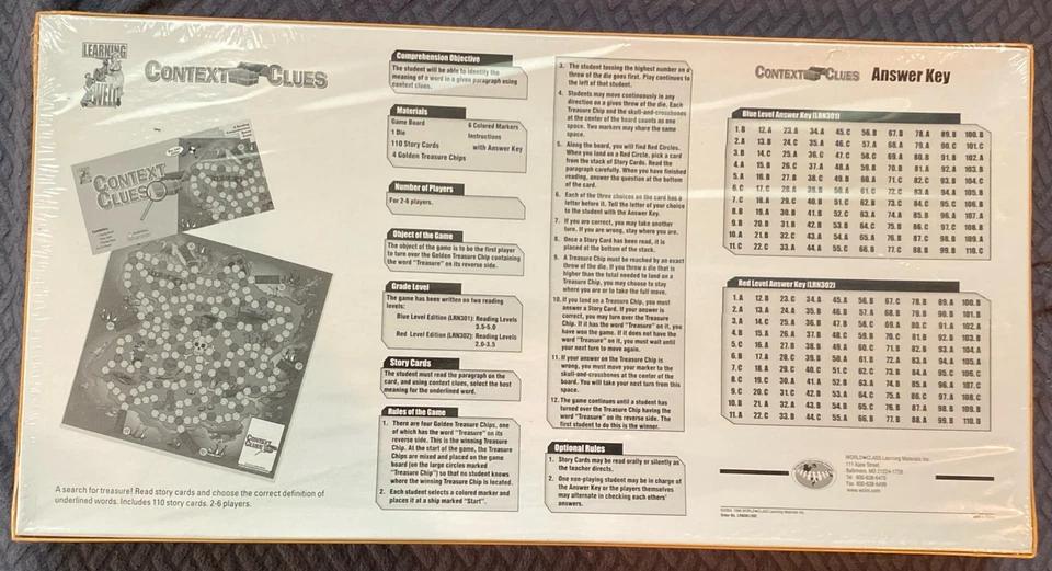 Learning Well Games Board Game Context Clues (Blue Level Edition) Box New - Image 2 of 2