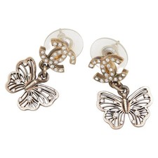 Chanel Coco Mark Butterfly Earrings Women Gold One Size