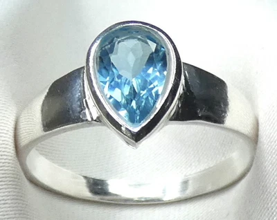 💎 Blautopas Ring 925 Silber facettiert Swiss Blue  Gr 55 (17,5)  hochwertig !!! - Bild 1 von 4