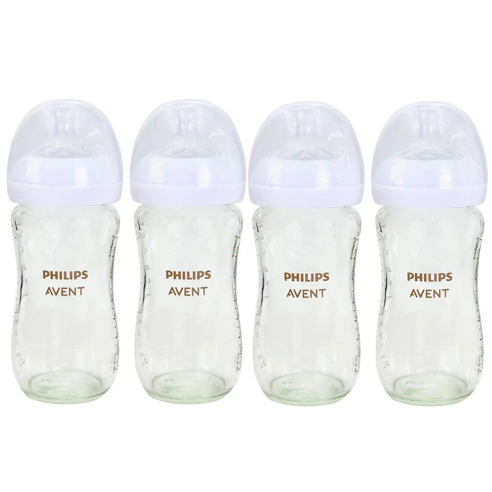 2x Philips Avent Natural Glass Baby Bottles (Medium Flow) 8oz, 2-Pack SCY913/02