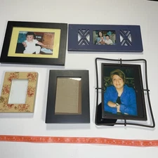 Vintage Lot of 5 Mini Picture Frames Rectangle & Square, Floral, Black, Blue