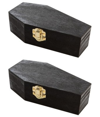 Creative Hobbies 6'' Black Painted Wood Coffins - Fillable x 3'' x 2'', 