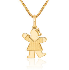 14K Solid Yellow Gold Girl Kiss Necklace