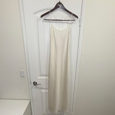 White Silky Long Dress Forever 21 Size Small Sleeveless Open Back