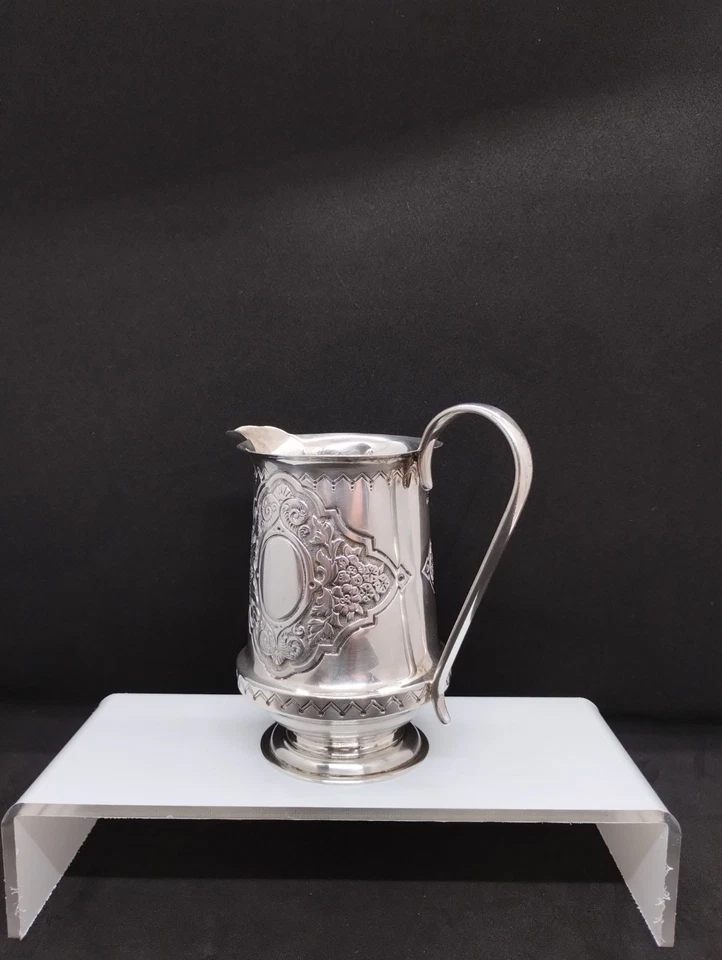 Jarro de prata vitoriano estampa floral cartucho vazio, B'ham 1883, 135g antigo - Imagem 4 de 4