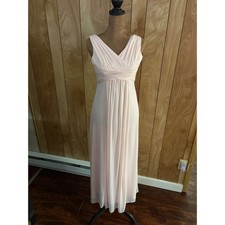 Davids Bridal Petal Pink Mesh V-Neck Empire Waist Bridesmaid Dress Fits Size 6
