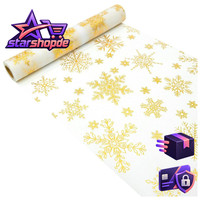 TischläUfer Weihnachten Gold Schneeflockenmuster 28CM X 500CM Organza Tischband