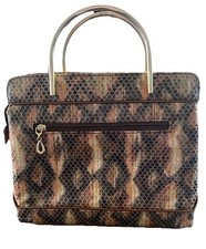 Vintage Unbranded Vegan Snakeskin Purse With Gold Trim 10  X 8  
