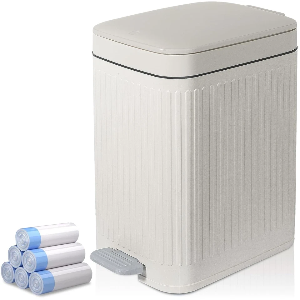 Bathroom Trash Can Slim Garbage Can with Lid 1.9 Gallon Soft Close Odor Control - Image 3 of 4