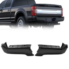Black Rear Step Bumper End Caps w/ Park Hole Fit For Ford F-250 F-350 2017-2022