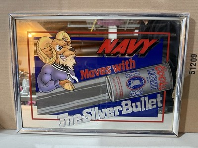 Navy Mascot Moves With Coors Light Silver Bullet Bar Mirror