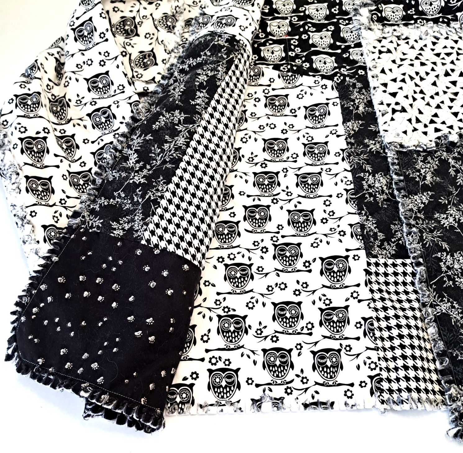 Quilted Patchwork Reversible Open Jacket OWLS Wom… - image 4