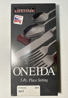Vintage ONEIDA Act I 18/10 5-Pc LTD Stainless Steel Set - Glossy Handle & Bowl
