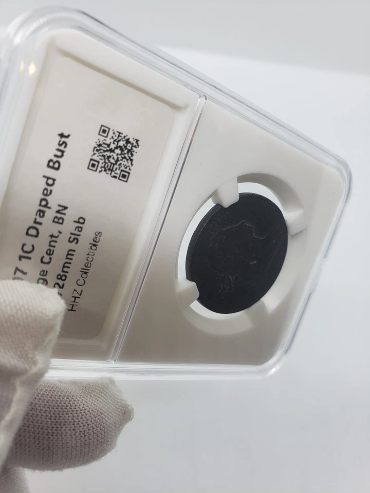 US 1797 1C Draped Bust Large Cent Copper Coin w/ 1.10 IN 28mm Slab Snap Holder - Image 3 of 4