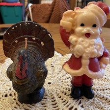 Vintage 50/60’s Gurley Santa Claus & Turkey Figure Lot (2)