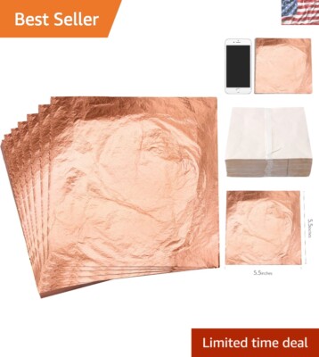 Real Copper Leaf Foil, 100 Sheets - Perfect for Arts, Crafts & Home Decoration