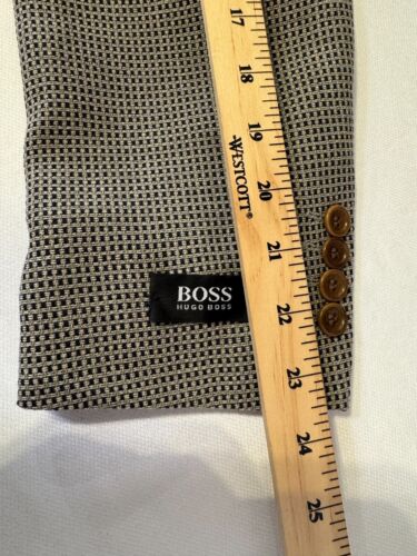 Hugo Boss Poseidon Wool Brown Beige Houndstooth Blazer Jacket Sport Coat Sz 48 - Picture 12 of 14