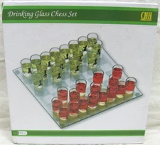 NIB Drinking Glass Chess Set (Shot Glass) (CHH Games, 2192A) New Condition