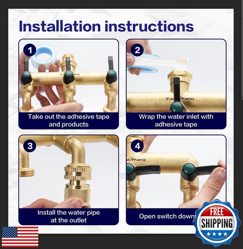 3-Way Garden Faucet, Outdoor Wall Mount Garden Faucet, Faucet and Diverter 2- - Picture 5 of 5