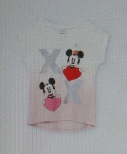 NWT girls S 6 6X tee shirt DISNEY Mickey & Minnie Mouse XO hearts love sparkle - Picture 2 of 4