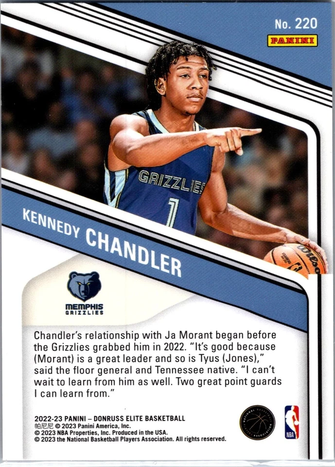2022-23 Donruss Elite - Asia Hyper Red #220 Kennedy Chandler (RC) /88 - Image 2 of 2