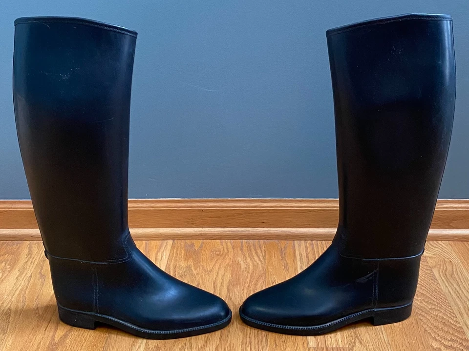 Cottage Craft Black Rubber Equestrian Horse Riding Boots 39 M Knee High Israel - Image 4 of 4