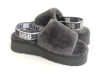 UGG FLUFF YEAH DISCO SLIDE DARK GREY GRAY SANDAL US 10 / EU  display picture 1