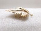 Vintage Jeri- Lou Leaves Scarf Clip Shiny Textured Gold Tone 2 1/4" Leaf Signed — photo 4