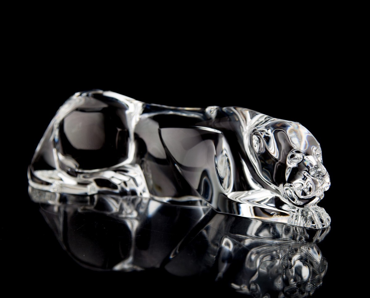 Baccarat Stalking Panther Clear Crystal Large Figurine Sculpture