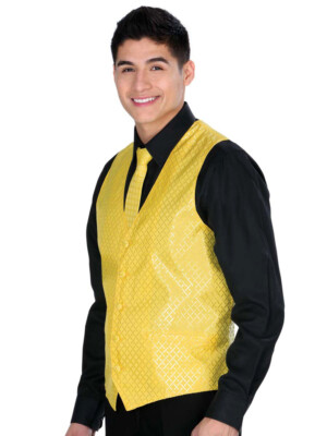 El General Men's Formal Dress Vest Color Yellow 100% Polyester