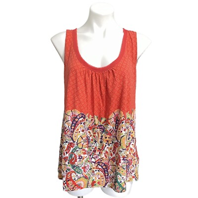 Anthropologie Akemi + Kin Top Womens L Sleeveless Floral Colorful Back Cut Out