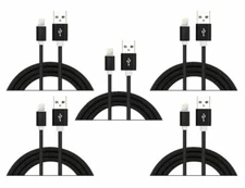5 Pack Nylon Braided 3FT iPhone Compatible charger/data sync cable (Black)
