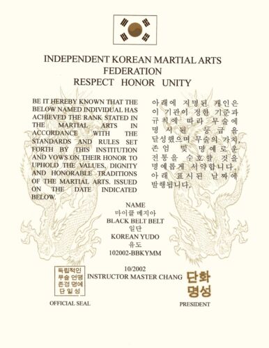 Martial Art Rank Recognition Certificate - Parchment Style - Picture 1 of 3